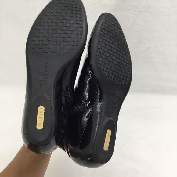 COLE HAAN Black Patent Leather Ankle Booties Sz 7 - Picture 7 of 7